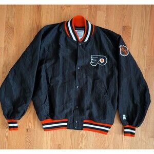 Vintage 90s Philadelphia Flyers Starter Nylon Bomber Track Jacket NHL Large